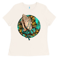 Bone western praying hands prayer rosary  faith cross Ladies Tee - BarkalooDesign