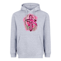 Heather Grey breast cancer cross Heavyweight Hoodie - FaDigitalArtStudio