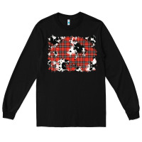 Black Christmas Plaid Cowhide Pattern Background Long Sleeve Tee - RanaPortraitStore