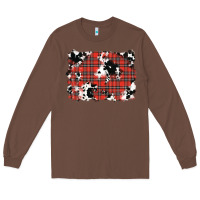 Chestnut Christmas Plaid Cowhide Pattern Background Long Sleeve Tee - RanaPortraitStore