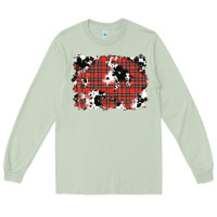 Matcha Christmas Plaid Cowhide Pattern Background Long Sleeve Tee - RanaPortraitStore