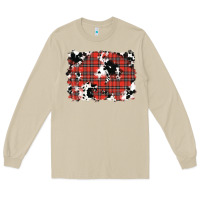 Mushroom Christmas Plaid Cowhide Pattern Background Long Sleeve Tee - RanaPortraitStore