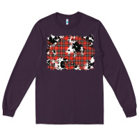 Plum Christmas Plaid Cowhide Pattern Background Long Sleeve Tee - RanaPortraitStore