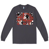 Smoke Christmas Plaid Cowhide Pattern Background Long Sleeve Tee - RanaPortraitStore