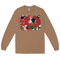 Toasted Coconut Christmas Plaid Cowhide Pattern Background Long Sleeve Tee - RanaPortraitStore