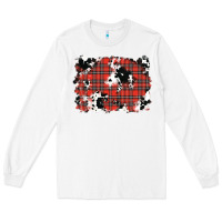 White Christmas Plaid Cowhide Pattern Background Long Sleeve Tee - RanaPortraitStore