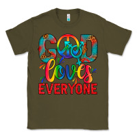 Army Green LGBTQ+ God Loves Everyone Classic Tee - BundleAndBundleShop