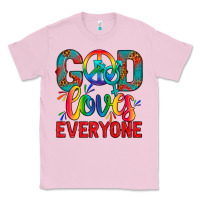 Bubblegum Pink LGBTQ+ God Loves Everyone Classic Tee - BundleAndBundleShop