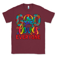 Burgundy LGBTQ+ God Loves Everyone Classic Tee - BundleAndBundleShop