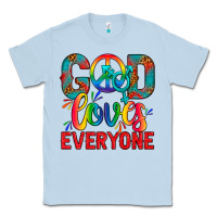 Dusty Blue LGBTQ+ God Loves Everyone Classic Tee - BundleAndBundleShop