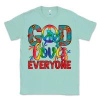 Seafoam LGBTQ+ God Loves Everyone Classic Tee - BundleAndBundleShop