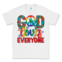 White LGBTQ+ God Loves Everyone Classic Tee - BundleAndBundleShop