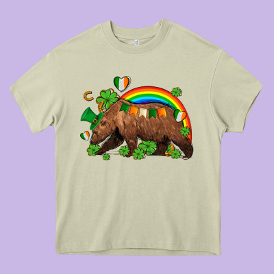 St Patricks Bear Ado Heavy Core Tee Designed By Adodesignshop