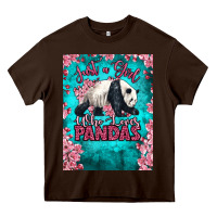 Chocolate Brown just a girl who loves pandas Heavy Core Tee - LillyAllenDesigns