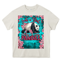 Cream just a girl who loves pandas Heavy Core Tee - LillyAllenDesigns