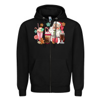 Black pink santa christmas santa coffe cups Zipper Hoodie - CowGirlArtShop