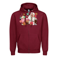 Burgundy pink santa christmas santa coffe cups Zipper Hoodie - CowGirlArtShop