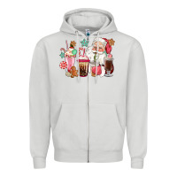 Dove Grey pink santa christmas santa coffe cups Zipper Hoodie - CowGirlArtShop
