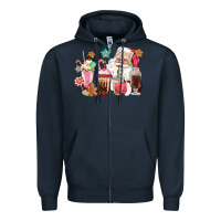 Navy pink santa christmas santa coffe cups Zipper Hoodie - CowGirlArtShop