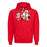 Red pink santa christmas santa coffe cups Zipper Hoodie - CowGirlArtShop