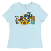 Baby Blue western faith arrow sunflowers Ladies Tee - BarkalooDesign