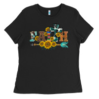 Black western faith arrow sunflowers Ladies Tee - BarkalooDesign
