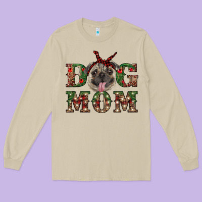 Christmas Dog Mom Long Sleeve Tee Designed By Ranaportraitstore