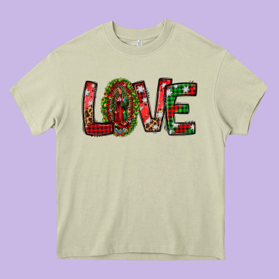 Our Lady Of Guadalupe Christmas Love Heavy Core Tee Designed By Jasminsmagicworld