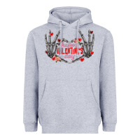 Heather Grey Happy Valentine's Day skeleton hands Heavyweight Hoodie - FaDigitalArtStudio