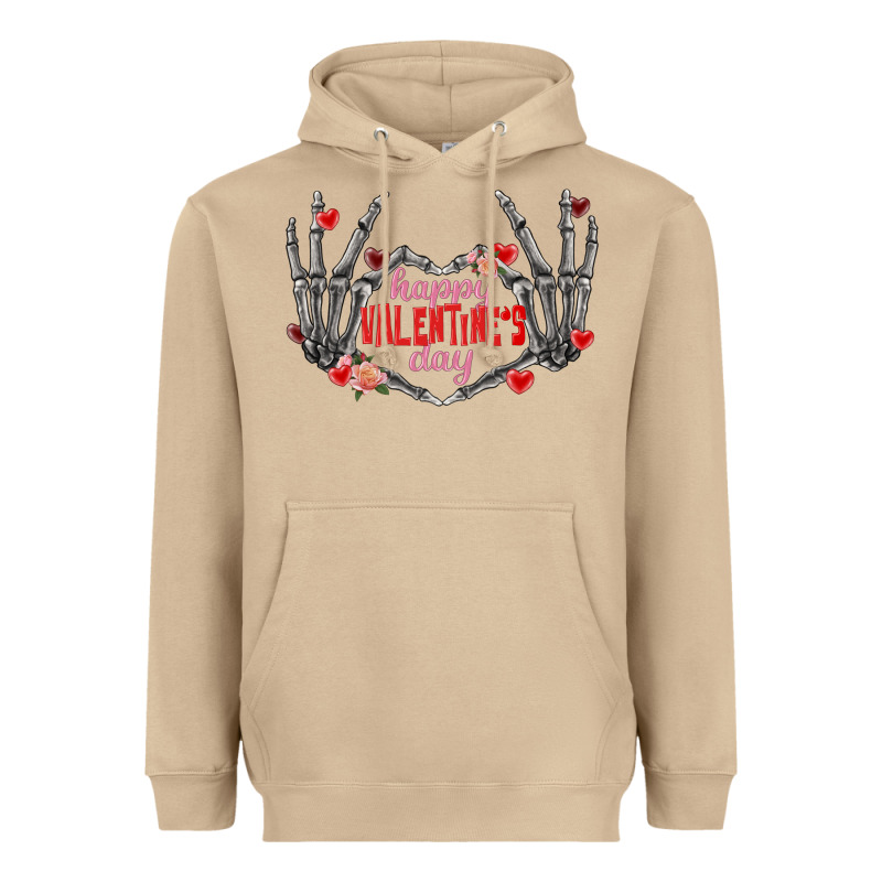 Happy Valentine's Day Skeleton Hands Heavyweight Hoodie by FaDigitalArtStudio | Teevron