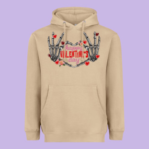 Happy Valentine's Day Skeleton Hands Heavyweight Hoodie Designed By Fadigitalartstudio