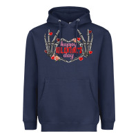 Navy Happy Valentine's Day skeleton hands Heavyweight Hoodie - FaDigitalArtStudio