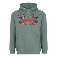 Sage Happy Valentine's Day skeleton hands Heavyweight Hoodie - FaDigitalArtStudio