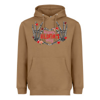 Toasted Coconut Happy Valentine's Day skeleton hands Heavyweight Hoodie - FaDigitalArtStudio