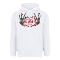 White Happy Valentine's Day skeleton hands Heavyweight Hoodie - FaDigitalArtStudio