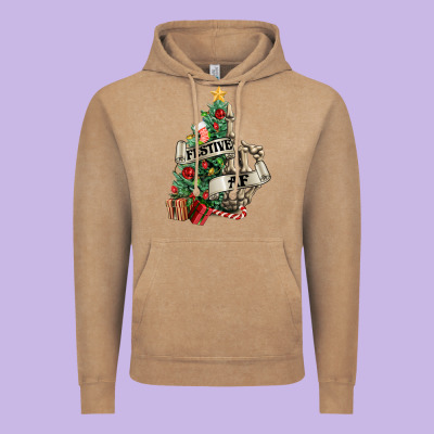 Festive Af Christmas Middle Finger Vintage Hoodie Designed By Nancycooperartshop