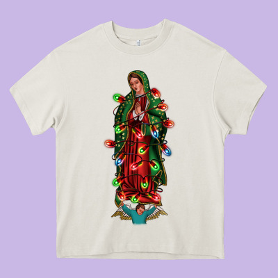 Our Lady Of Guadalupe Christmas Heavy Core Tee Designed By Jasminsmagicworld