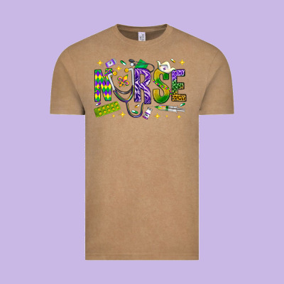 Mardi Gras Nurse Vintage Tee Designed By Bundleandbundleshop