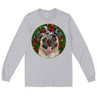Moon Dust Christmas Pug With Buffalo Plaid Long Sleeve Tee - RanaPortraitStore