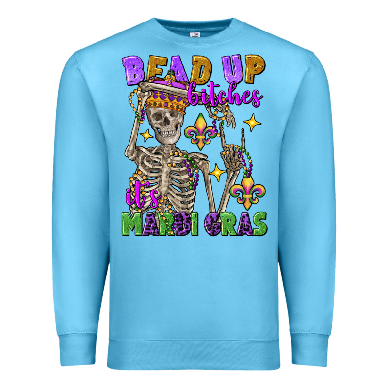 Bead Up Bitches It's Mardi Gras Skeleton Premium Sweatshirt by FaDigitalArtStudio | Teevron