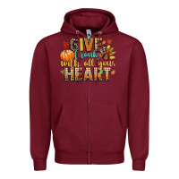 Burgundy give thanks with all your heart Zipper Hoodie - CowGirlArtShop