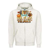 Oatmeal Heather give thanks with all your heart Zipper Hoodie - CowGirlArtShop