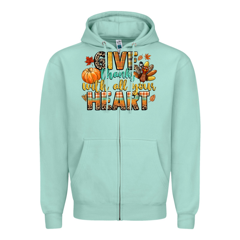 Give Thanks With All Your Heart Zipper Hoodie by CowGirlArtShop | Teevron