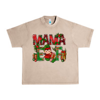French Oak Mama Elf With Gift Christmas Urban Heavy Tee - BundleAndBundleShop