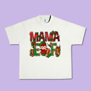 Mama Elf With Gift Christmas Urban Heavy Tee Designed By Bundleandbundleshop