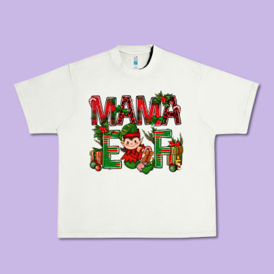 Mama Elf With Gift Christmas Urban Heavy Tee Designed By Bundleandbundleshop