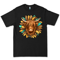 Black highland cow turquoise sunflower Premium Tee - Jasminsmagicworld