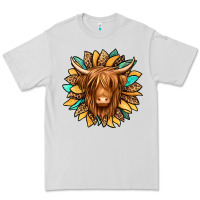 Dove Grey highland cow turquoise sunflower Premium Tee - Jasminsmagicworld