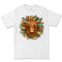 White highland cow turquoise sunflower Premium Tee - Jasminsmagicworld