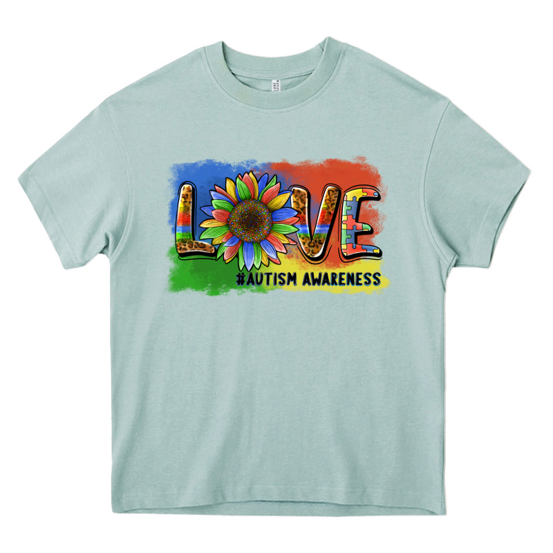 Sunflower Love Autism Awareness Heavy Core Tee by BarkalooDesign | Teevron